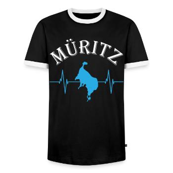 Le lac de Müritz au cœur - Expérience de la nature palpitante - T-shirt contrasté Homme - noir/blanc - Devant - AI Model Female 172 light (172cm) & AI Model Male 178 light (178cm)