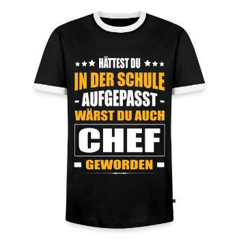 Hättest Du Mal In Der Schule Aufgepasst Chef - Männer Kontrast-T-Shirt - Schwarz/Weiß - Vorne - AI Model Female 172 light (172cm) & AI Model Male 178 light (178cm)