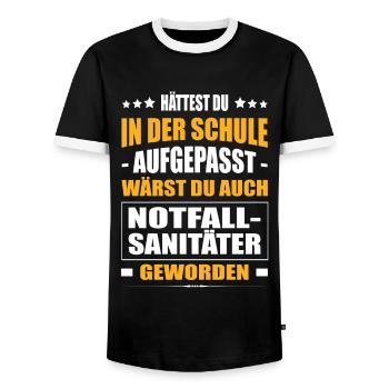 Hättest In Der Schule Aufgepasst Notfallsanitäter - Männer Kontrast-T-Shirt - Schwarz/Weiß - Vorne - AI Model Female 172 light (172cm) & AI Model Male 178 light (178cm)