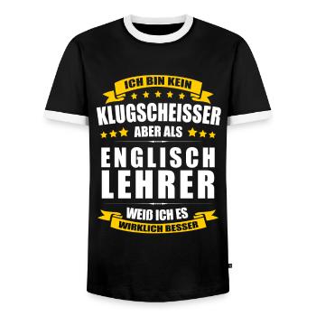 Ich Bin Kein Klugscheisser Englischlehrer Lehrer - Männer Kontrast-T-Shirt - Schwarz/Weiß - Vorne - AI Model Female 172 light (172cm) & AI Model Male 178 light (178cm)