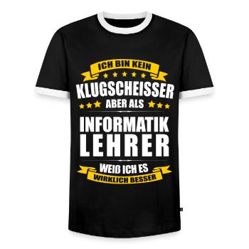 Ich Bin Kein Klugscheisser Informatiklehrer Lehrer - Männer Kontrast-T-Shirt - Schwarz/Weiß - Vorne - AI Model Female 172 light (172cm) & AI Model Male 178 light (178cm)
