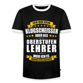 Ich Bin Kein Klugscheisser Oberstufenlehrer Lehrer - Männer Kontrast-T-Shirt - Schwarz/Weiß - Vorne - AI Model Female 172 light (172cm) & AI Model Male 178 light (178cm)
