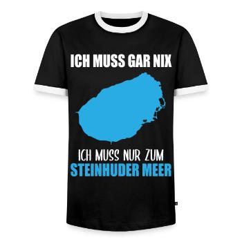 Just have to go to the Steinhuder Meer - Men's Ringer Shirt - black/white - Front - AI Model Female 172 light (172cm) & AI Model Male 178 light (178cm)