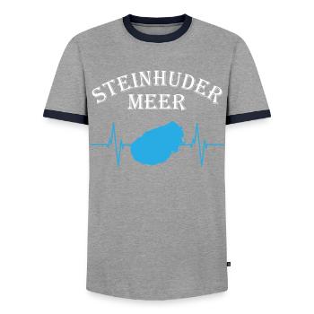 Steinhuder Meer Heartbeat Pure Nature - T-shirt contrasté Homme - gris/marine  - Devant - AI Model Female 172 light (172cm) & AI Model Male 178 light (178cm)