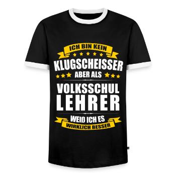 Ich Bin Kein Klugscheisser Volksschullehrer Lehrer - Männer Kontrast-T-Shirt - Schwarz/Weiß - Vorne - AI Model Female 172 light (172cm) & AI Model Male 178 light (178cm)