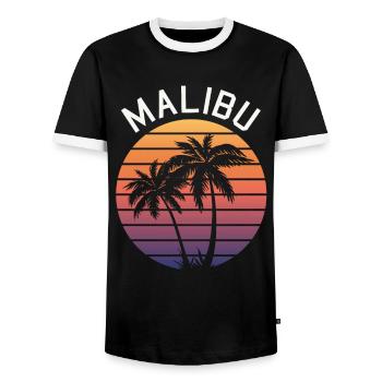 Style rétro Neon Malibu Palm - T-shirt contrasté Homme - noir/blanc - Devant - AI Model Female 172 light (172cm) & AI Model Male 178 light (178cm)