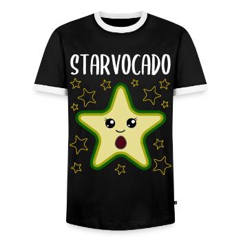Avocado Star Funny Vegetable Fruit Gift - Men's Ringer Shirt - black/white - Front - AI Model Female 172 light (172cm) & AI Model Male 178 light (178cm)