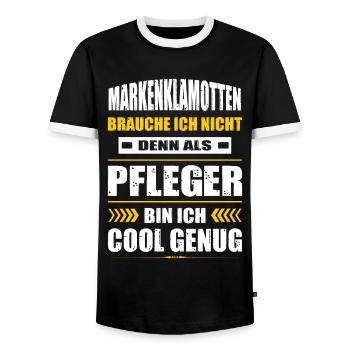 Markenklamotten Brauche Ich Nicht Pfleger Pflege - Männer Kontrast-T-Shirt - Schwarz/Weiß - Vorne - AI Model Female 172 light (172cm) & AI Model Male 178 light (178cm)