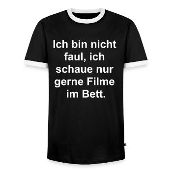 Lazy Movie Night - Men's Ringer Shirt - black/white - Front - AI Model Female 172 light (172cm) & AI Model Male 178 light (178cm)