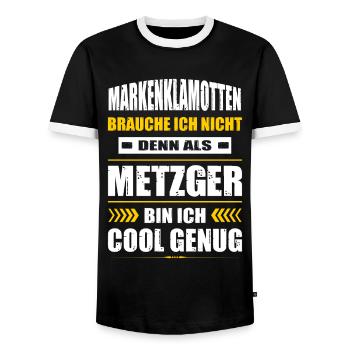 Markenklamotten Brauche Ich Nicht Metzger - Männer Kontrast-T-Shirt - Schwarz/Weiß - Vorne - AI Model Female 172 light (172cm) & AI Model Male 178 light (178cm)