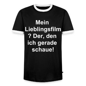 Folie cinématographique - T-shirt contrasté Homme - noir/blanc - Devant - AI Model Female 172 light (172cm) & AI Model Male 178 light (178cm)