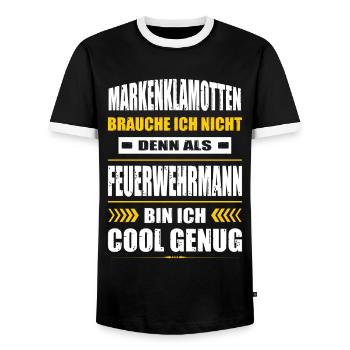 Markenklamotten Brauche Ich Nicht Feuerwehrmann - Männer Kontrast-T-Shirt - Schwarz/Weiß - Vorne - AI Model Female 172 light (172cm) & AI Model Male 178 light (178cm)