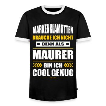 Markenklamotten Brauche Ich Nicht Maurer - Männer Kontrast-T-Shirt - Schwarz/Weiß - Vorne - AI Model Female 172 light (172cm) & AI Model Male 178 light (178cm)
