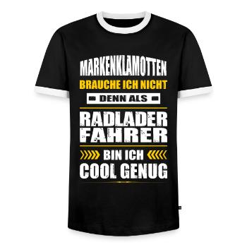 Markenklamotten Brauche Ich Nicht Radladerfahrer - Männer Kontrast-T-Shirt - Schwarz/Weiß - Vorne - AI Model Female 172 light (172cm) & AI Model Male 178 light (178cm)
