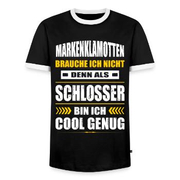 Markenklamotten Brauche Ich Nicht Schlosser - Männer Kontrast-T-Shirt - Schwarz/Weiß - Vorne - AI Model Female 172 light (172cm) & AI Model Male 178 light (178cm)