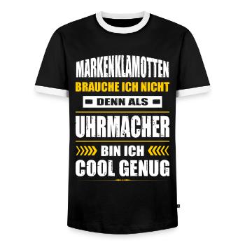 Markenklamotten Brauche Ich Nicht Uhrmacher - Männer Kontrast-T-Shirt - Schwarz/Weiß - Vorne - AI Model Female 172 light (172cm) & AI Model Male 178 light (178cm)