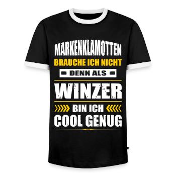 Markenklamotten Brauche Ich Nicht Winzer - Männer Kontrast-T-Shirt - Schwarz/Weiß - Vorne - AI Model Female 172 light (172cm) & AI Model Male 178 light (178cm)