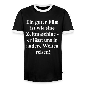 Movie Magic - Men's Ringer Shirt - black/white - Front - AI Model Female 172 light (172cm) & AI Model Male 178 light (178cm)