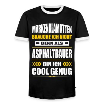 Markenklamotten Brauche Ich Nicht Asphaltbauer - Männer Kontrast-T-Shirt - Schwarz/Weiß - Vorne - AI Model Female 172 light (172cm) & AI Model Male 178 light (178cm)