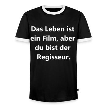 Coupe du réalisateur - T-shirt contrasté Homme - noir/blanc - Devant - AI Model Female 172 light (172cm) & AI Model Male 178 light (178cm)
