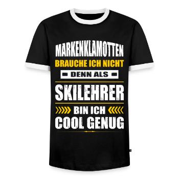Markenklamotten Brauche Ich Nicht Skilehrer Ski - Männer Kontrast-T-Shirt - Schwarz/Weiß - Vorne - AI Model Female 172 light (172cm) & AI Model Male 178 light (178cm)