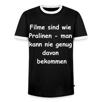 Cadeau de soirée cinéma - T-shirt contrasté Homme - noir/blanc - Devant - AI Model Female 172 light (172cm) & AI Model Male 178 light (178cm)