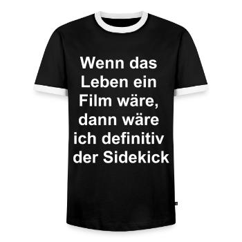 Vie de rire cadeau - T-shirt contrasté Homme - noir/blanc - Devant - AI Model Female 172 light (172cm) & AI Model Male 178 light (178cm)