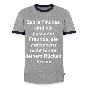 Beste Zebra Finch Freundin Geschenk - Männer Kontrast-T-Shirt - Grau/Navy  - Vorne - AI Model Female 172 light (172cm) & AI Model Male 178 light (178cm)