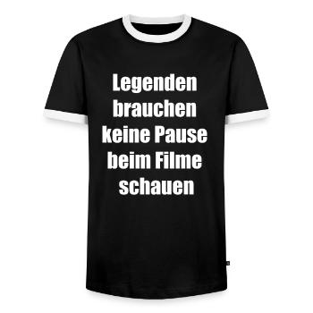 Binge-Watching Gift - Men's Ringer Shirt - black/white - Front - AI Model Female 172 light (172cm) & AI Model Male 178 light (178cm)