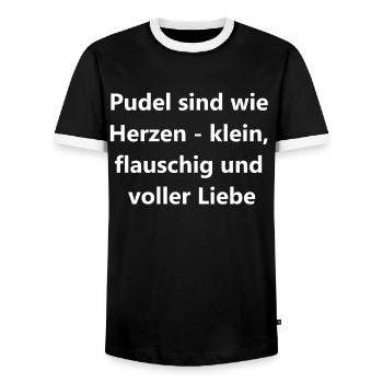 Cadeau personnalisé coeur caniche - T-shirt contrasté Homme - noir/blanc - Devant - AI Model Female 172 light (172cm) & AI Model Male 178 light (178cm)