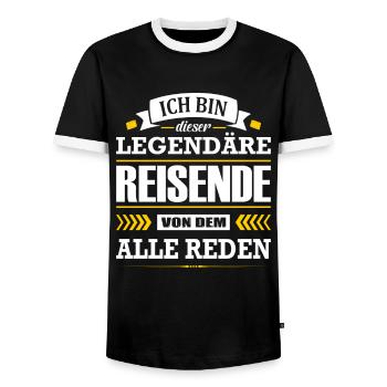 Dieser Legendäre Reisende Von Dem Alle Reden - Männer Kontrast-T-Shirt - Schwarz/Weiß - Vorne - AI Model Female 172 light (172cm) & AI Model Male 178 light (178cm)