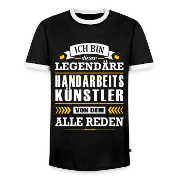 Dieser Legendäre Handarbeitskünstler Handarbeit - Männer Kontrast-T-Shirt - Schwarz/Weiß - Vorne - AI Model Female 172 light (172cm) & AI Model Male 178 light (178cm)