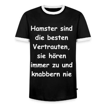 Small gift idea for hamster fans - Men's Ringer Shirt - black/white - Front - AI Model Female 172 light (172cm) & AI Model Male 178 light (178cm)