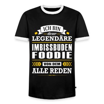 Dieser Legendäre Imbissbuden Foodie Verkäufer - Männer Kontrast-T-Shirt - Schwarz/Weiß - Vorne - AI Model Female 172 light (172cm) & AI Model Male 178 light (178cm)