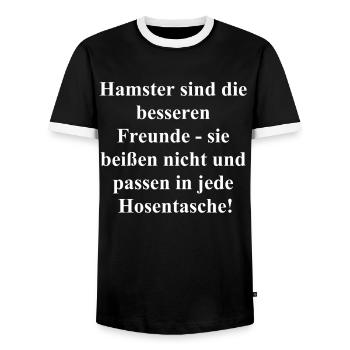 Funny gift - Men's Ringer Shirt - black/white - Front - AI Model Female 172 light (172cm) & AI Model Male 178 light (178cm)