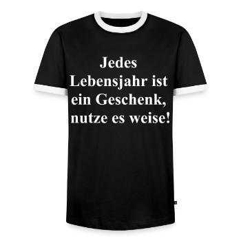 lucky charm - Men's Ringer Shirt - black/white - Front - AI Model Female 172 light (172cm) & AI Model Male 178 light (178cm)