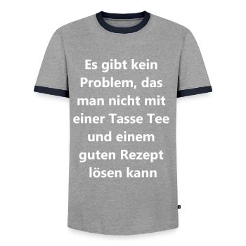 Teeliebhaber Geschenk - Männer Kontrast-T-Shirt - Grau/Navy  - Vorne - AI Model Female 172 light (172cm) & AI Model Male 178 light (178cm)