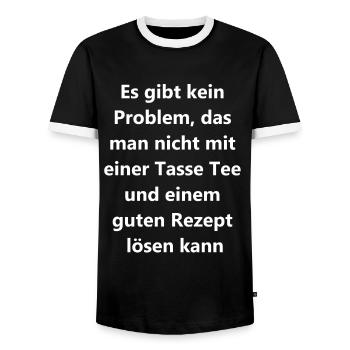 Tea Lover Gift - Men's Ringer Shirt - black/white - Front - AI Model Female 172 light (172cm) & AI Model Male 178 light (178cm)