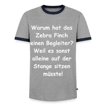 Zebra Finch Geschenk - Männer Kontrast-T-Shirt - Grau/Navy  - Vorne - AI Model Female 172 light (172cm) & AI Model Male 178 light (178cm)
