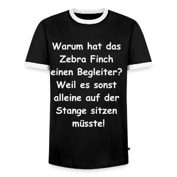 Zebra Finch Geschenk - Männer Kontrast-T-Shirt - Schwarz/Weiß - Vorne - AI Model Female 172 light (172cm) & AI Model Male 178 light (178cm)