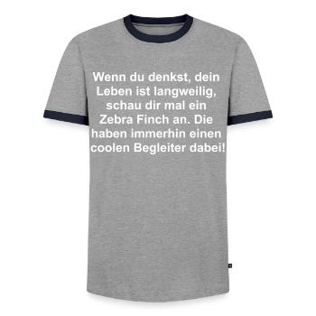 Lustiges Zebra Finch Geschenk - Männer Kontrast-T-Shirt - Grau/Navy  - Vorne - AI Model Female 172 light (172cm) & AI Model Male 178 light (178cm)