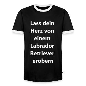 Proof of love for dog lovers - Men's Ringer Shirt - black/white - Front - AI Model Female 172 light (172cm) & AI Model Male 178 light (178cm)