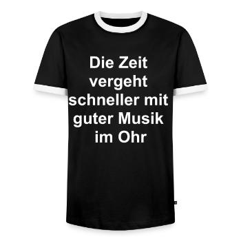 Personalized gift - Men's Ringer Shirt - black/white - Front - AI Model Female 172 light (172cm) & AI Model Male 178 light (178cm)
