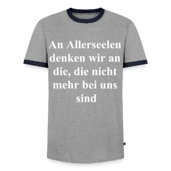 Don de réconfort - T-shirt contrasté Homme - gris/marine  - Devant - AI Model Female 172 light (172cm) & AI Model Male 178 light (178cm)