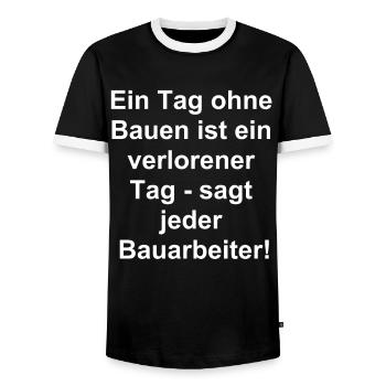 Construction Worker Humor Gift - Men's Ringer Shirt - black/white - Front - AI Model Female 172 light (172cm) & AI Model Male 178 light (178cm)