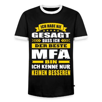Ich Habe Nie Gesagt Der Beste MFA Abschluss - Männer Kontrast-T-Shirt - Schwarz/Weiß - Vorne - AI Model Female 172 light (172cm) & AI Model Male 178 light (178cm)