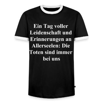 Personalized gift - Men's Ringer Shirt - black/white - Front - AI Model Female 172 light (172cm) & AI Model Male 178 light (178cm)