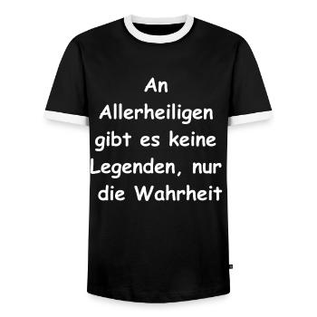Gift for all saints - Men's Ringer Shirt - black/white - Front - AI Model Female 172 light (172cm) & AI Model Male 178 light (178cm)