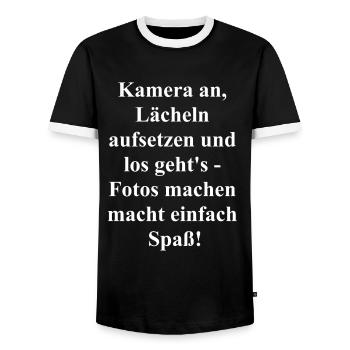 Foto Spaß Geschenk - Männer Kontrast-T-Shirt - Schwarz/Weiß - Vorne - AI Model Female 172 light (172cm) & AI Model Male 178 light (178cm)