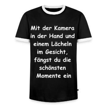 Lustiges Fotograf Geschenk - Männer Kontrast-T-Shirt - Schwarz/Weiß - Vorne - AI Model Female 172 light (172cm) & AI Model Male 178 light (178cm)